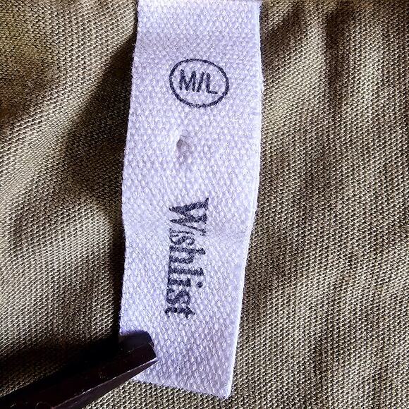 Whish List Olive Green Cap Sleeve Oversize Top V Neck T-Shirt Women's M/L 2996 - Picture 3 of 6